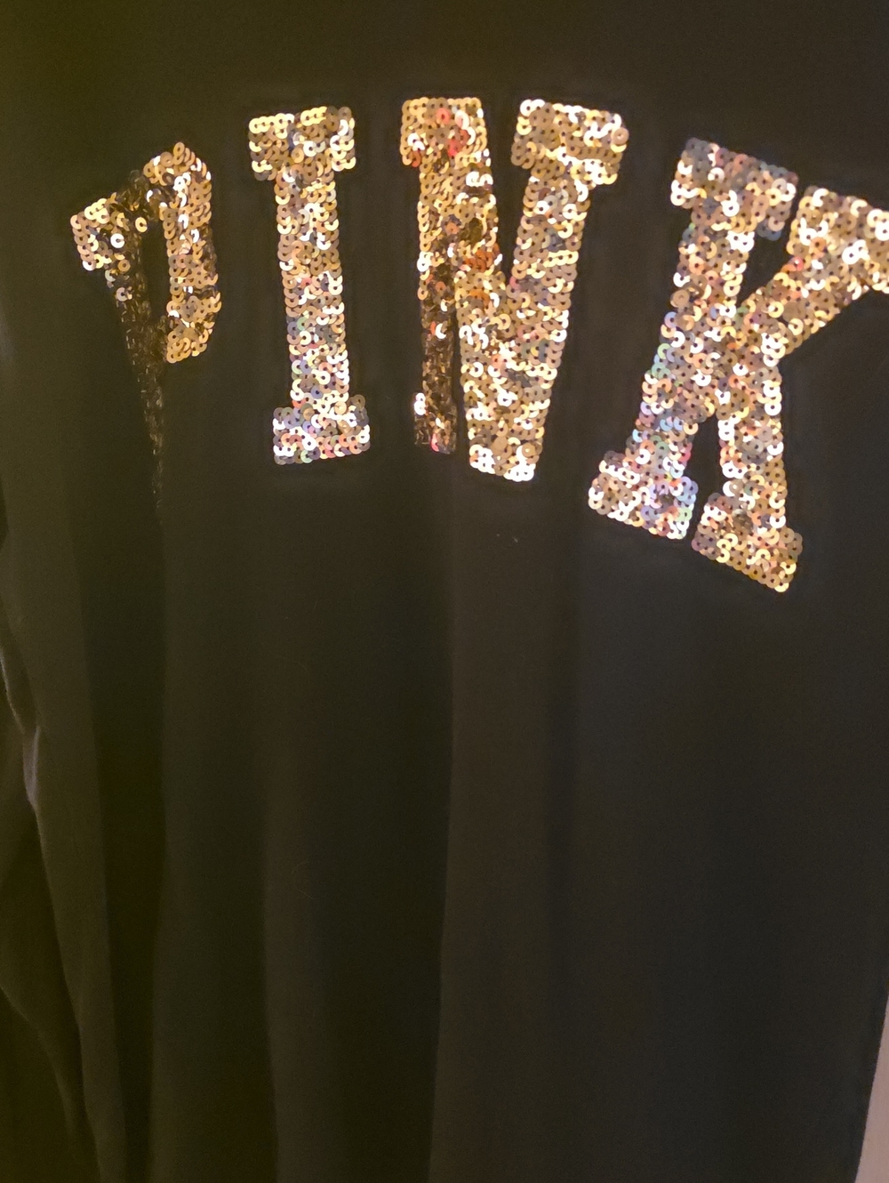 PINK Victoria's Secret Black Top with Contrasting White Logo Tab